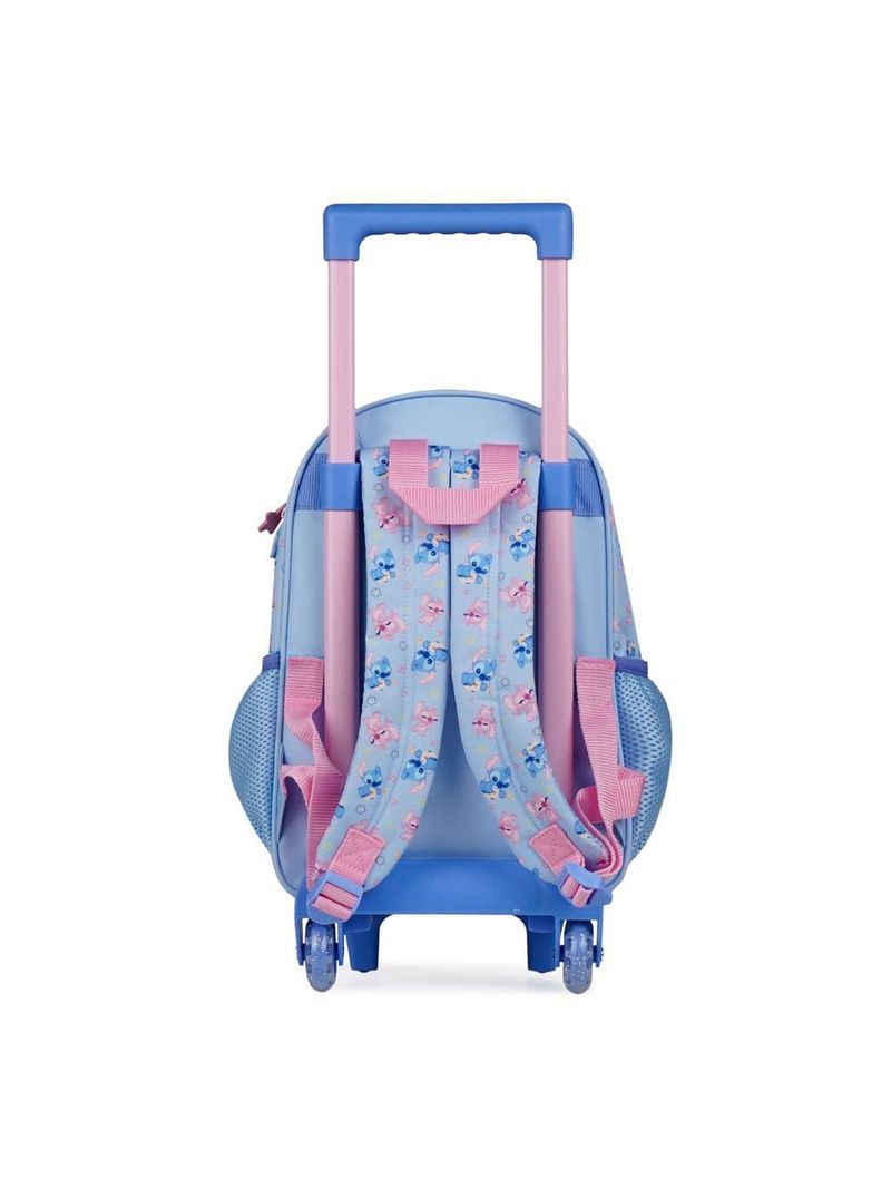 Mochila de rodinha feminina infantil stitch baby azul clara