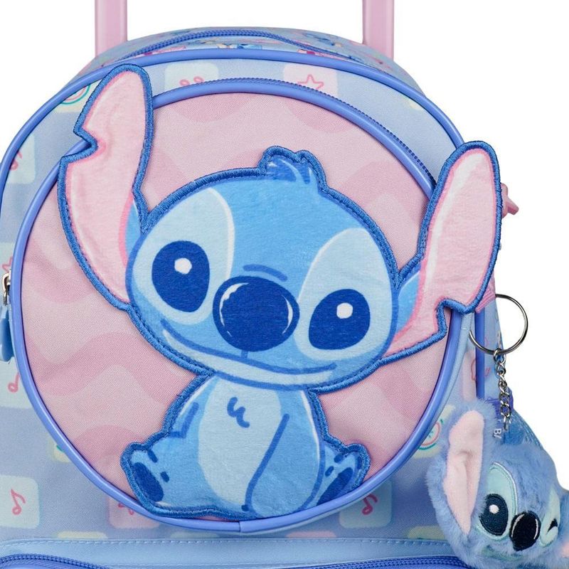 Mochila de rodinha feminina infantil stitch baby azul clara