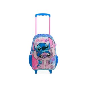 Mochila de rodinha infantil feminina stitch azul