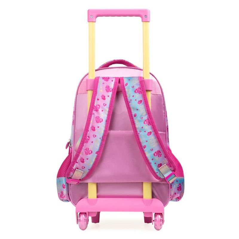 Mochila de rodinha infantil feminina princesas rosa