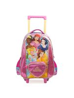 Mochila de rodinha infantil feminina princesas rosa