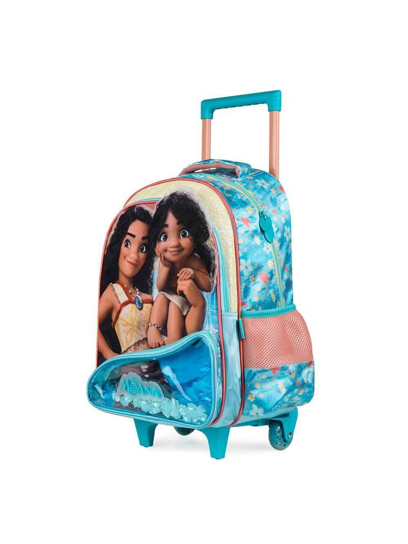 Mochila de rodinha infantil feminina moana azul