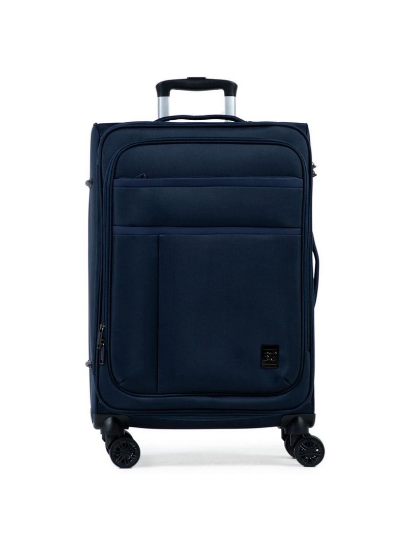 Mala média 23kg poliéster 4 rodas 26" lyon azul escuro