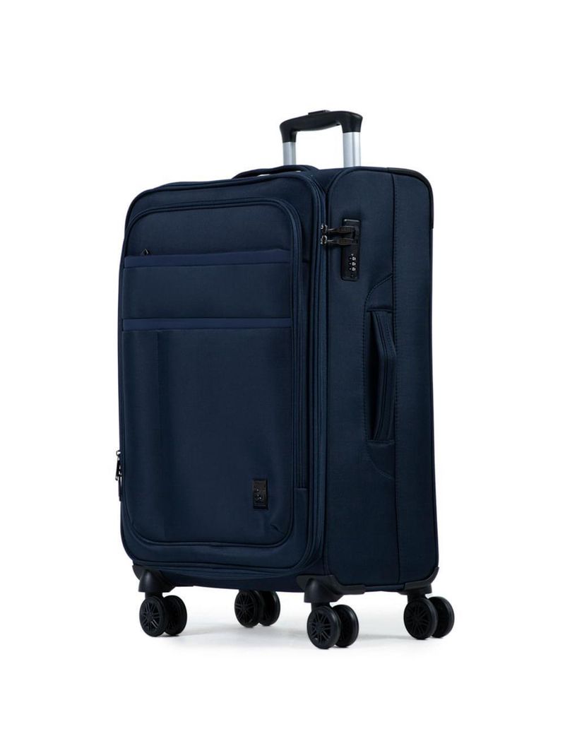 Mala média 23kg poliéster 4 rodas 26" lyon azul escuro