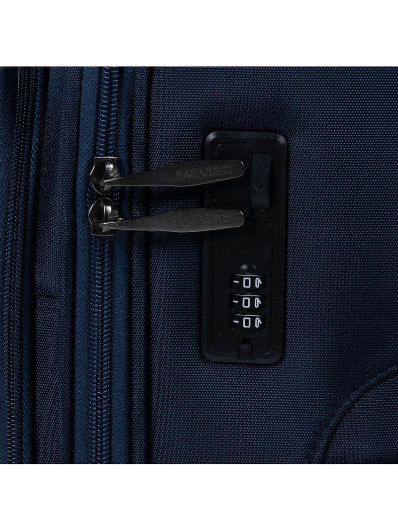 Mala média 23kg poliéster 4 rodas 26" lyon azul escuro