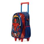 Mochila de rodinha infantil masculina homem aranha azul