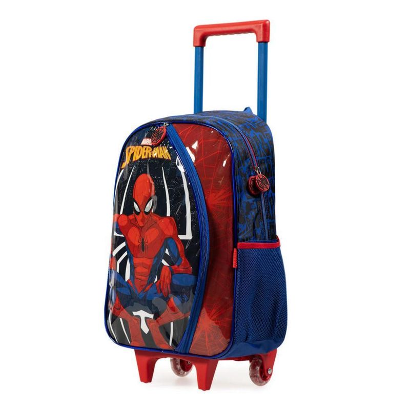 Mochila de rodinha infantil masculina homem aranha azul
