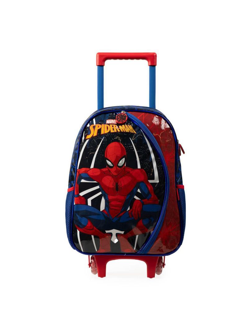 Mochila de rodinha infantil masculina homem aranha azul