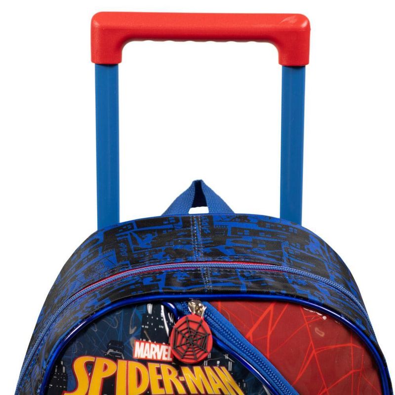 Mochila de rodinha infantil masculina homem aranha azul