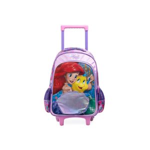 Mochila de rodinha infantil feminina ariel  e linguado