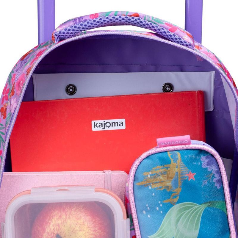Mochila de rodinha infantil feminina ariel  e linguado