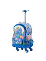 Mochila de 4 rodinhas infantil feminina stitch azul