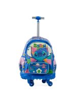 Mochila de 4 rodinhas infantil feminina stitch azul