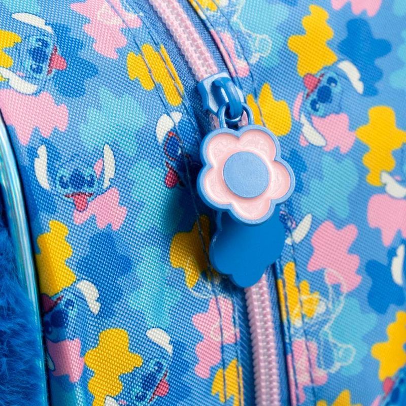 Mochila de 4 rodinhas infantil feminina stitch azul