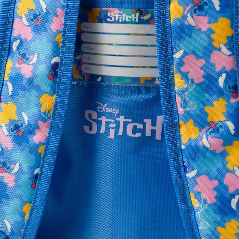 Mochila de 4 rodinhas infantil feminina stitch azul