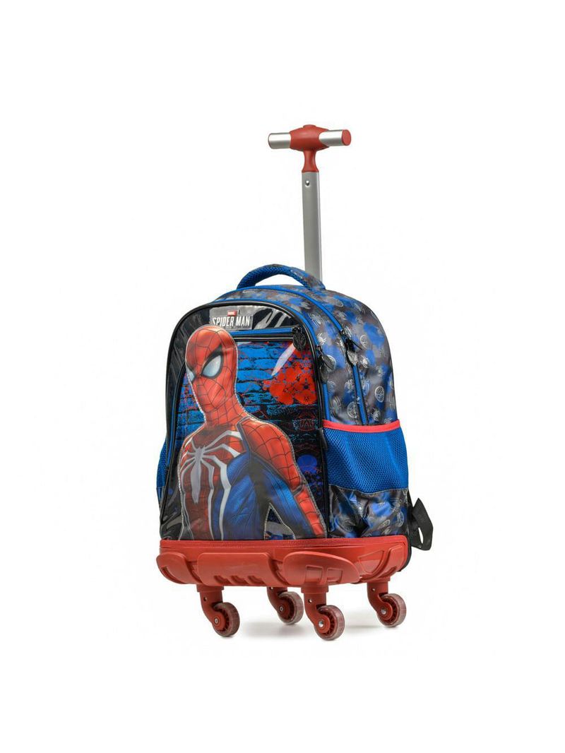 Mochila de 4 rodinhas  homem aranha azul escuro