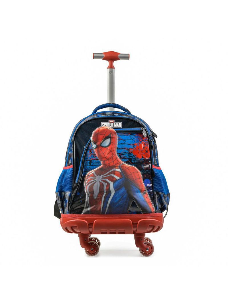 Mochila de 4 rodinhas  homem aranha azul escuro
