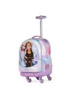 Mochila com 4 rodinhas infantil feminina frozen azul claro