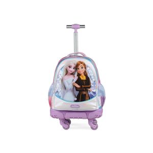 Mochila com 4 rodinhas infantil feminina frozen azul claro