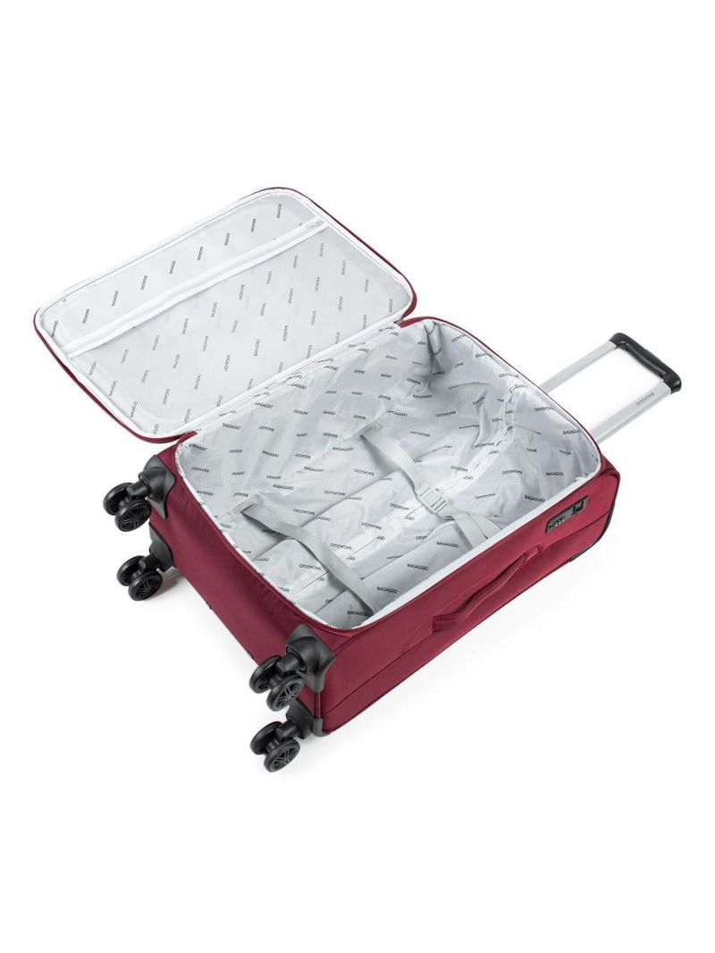 Mala média 23kg poliéster 4 rodas 26" lyon vinho