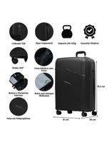 Mala de viagem grande 32 kg polipropileno 4 rodas seul preta