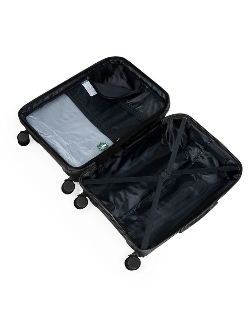 Mala de viagem grande 32 kg polipropileno 4 rodas seul preta
