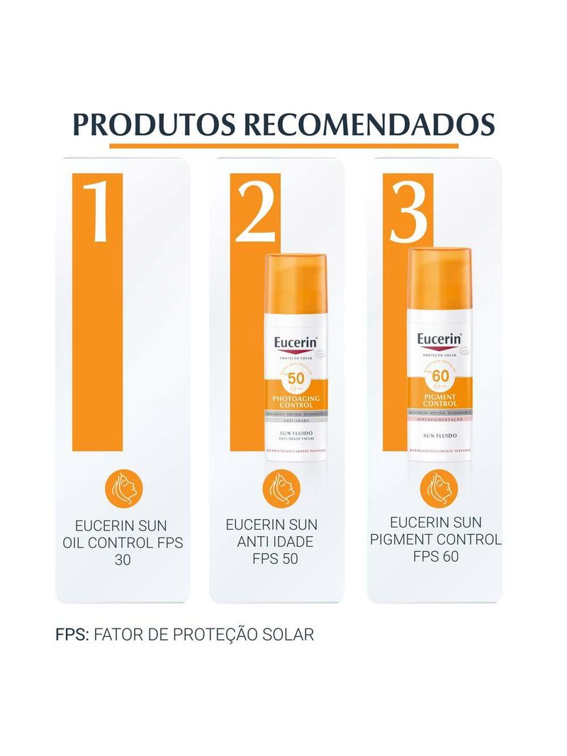 Protetor solar facial eucerin sun oil control creme facial fps 60