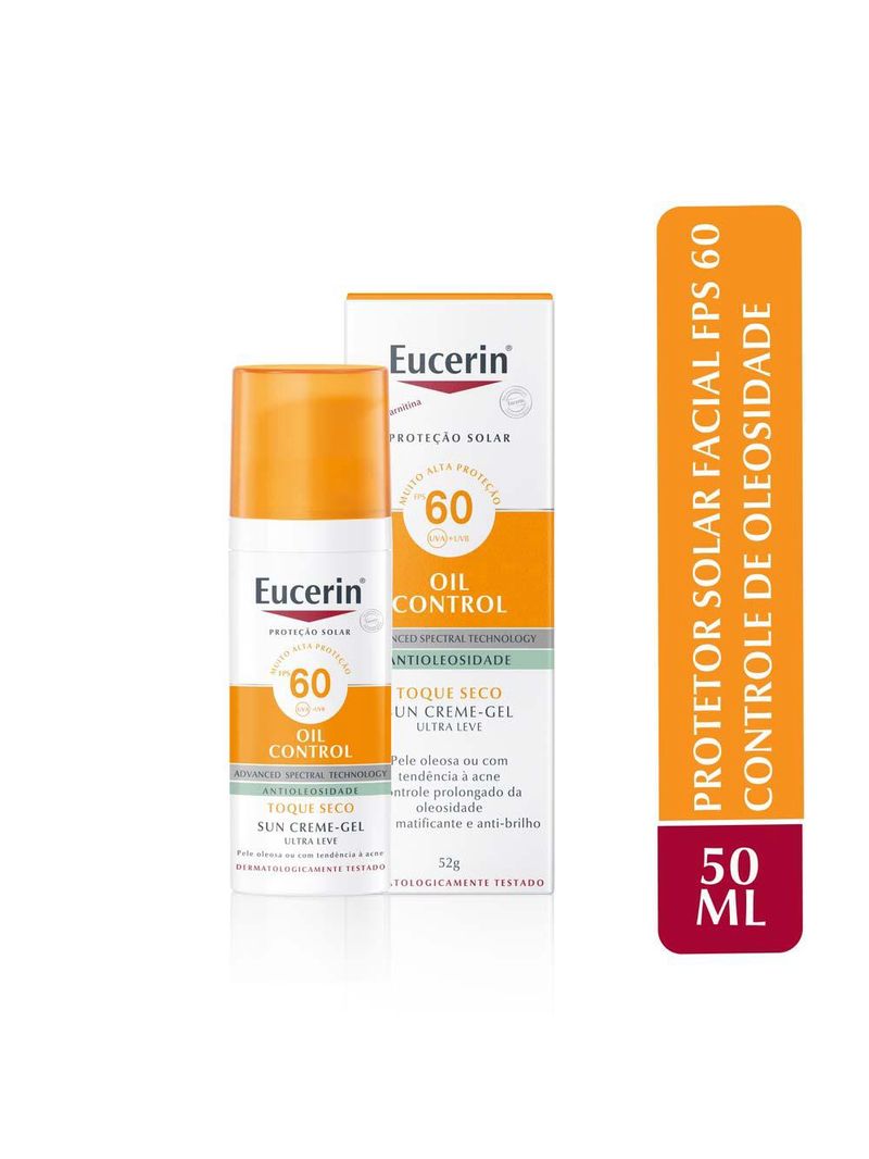Protetor solar facial eucerin sun oil control creme facial fps 60