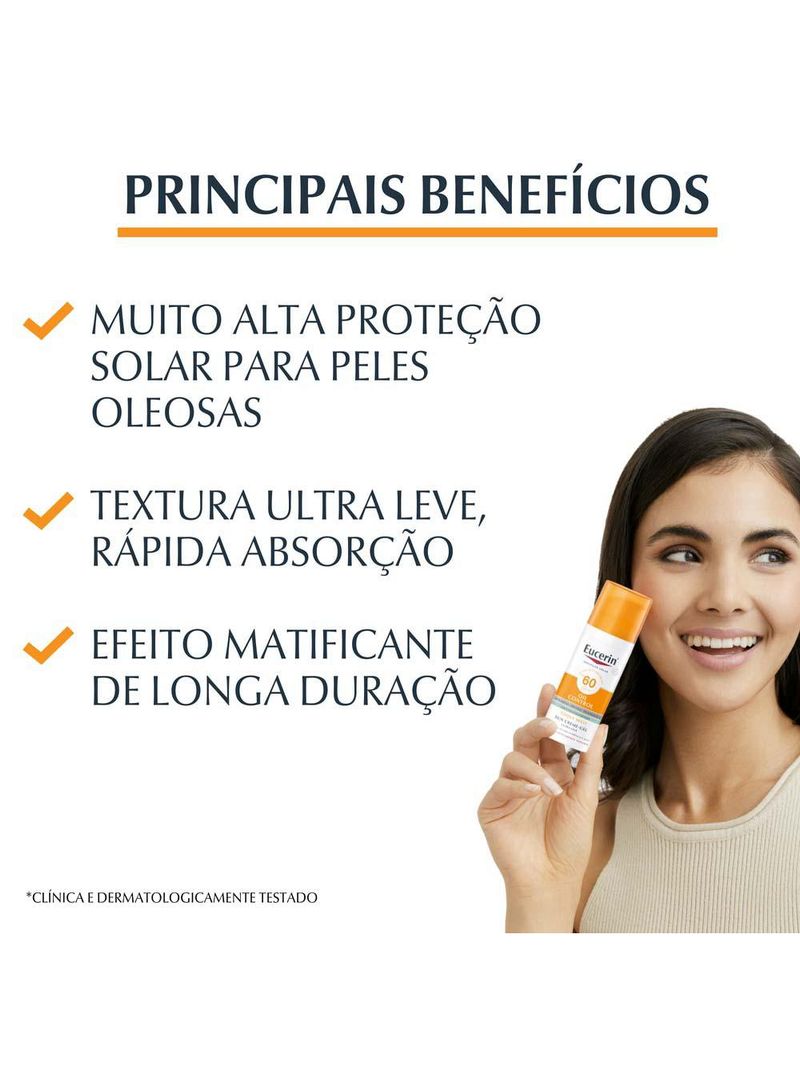Protetor solar facial eucerin sun oil control creme facial fps 60