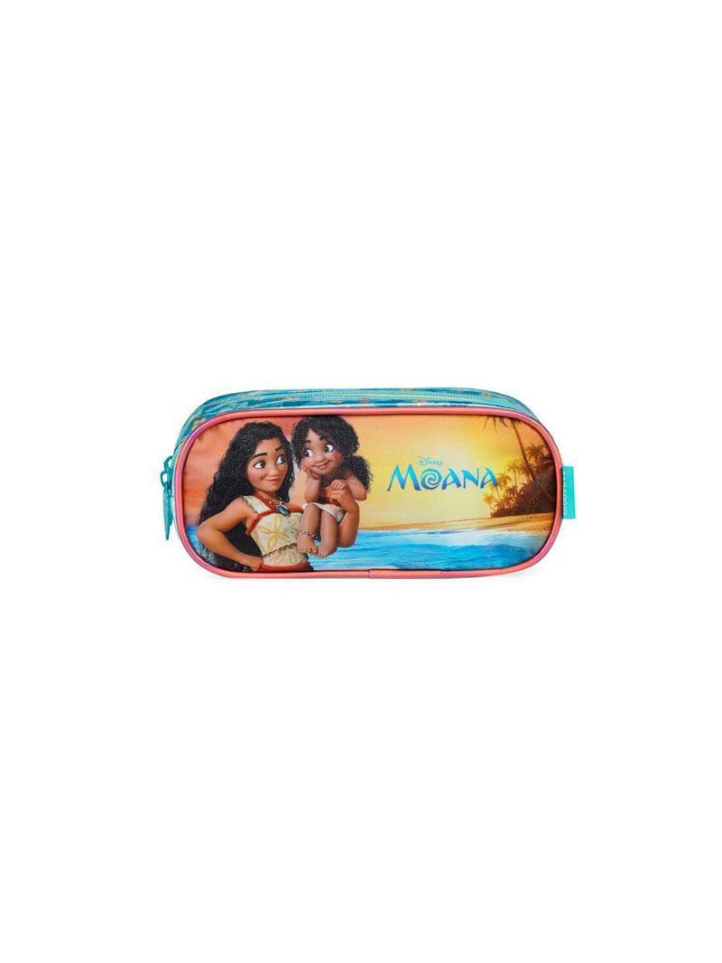 Estojo escolar feminino 3 compartimentos moana azul