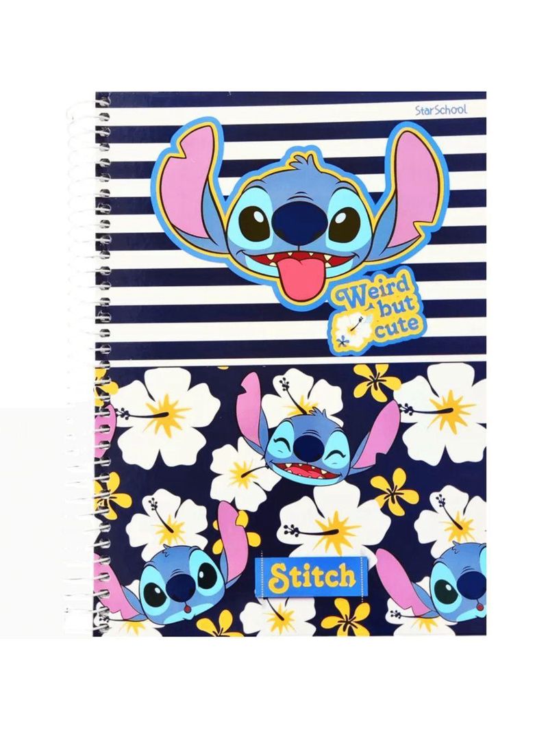 Caderno Espiral Capa Dura 1 Matéria - 80 Folhas - Stitch - Starschool