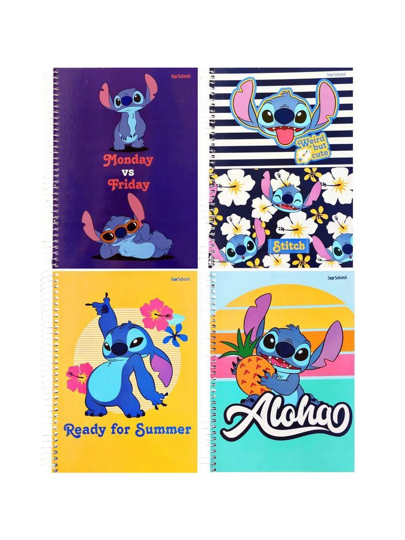 Caderno Espiral Capa Dura 1 Matéria - 80 Folhas - Stitch - Starschool