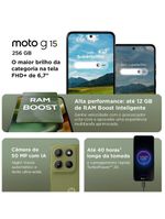 Celular motorola moto g15 tela 67" 256gb 4g câmera 50mp grafite