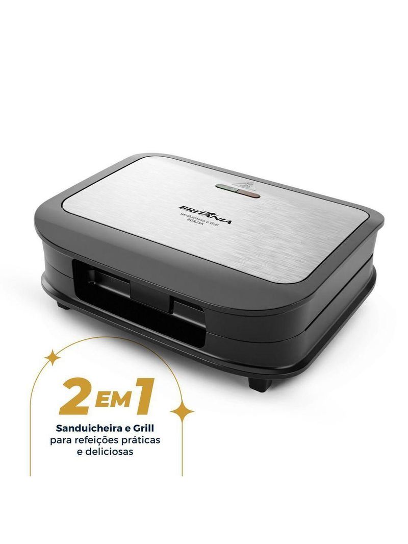 Sanduicheira E Grill Britânia Antiaderente 750W BGR25A 220V