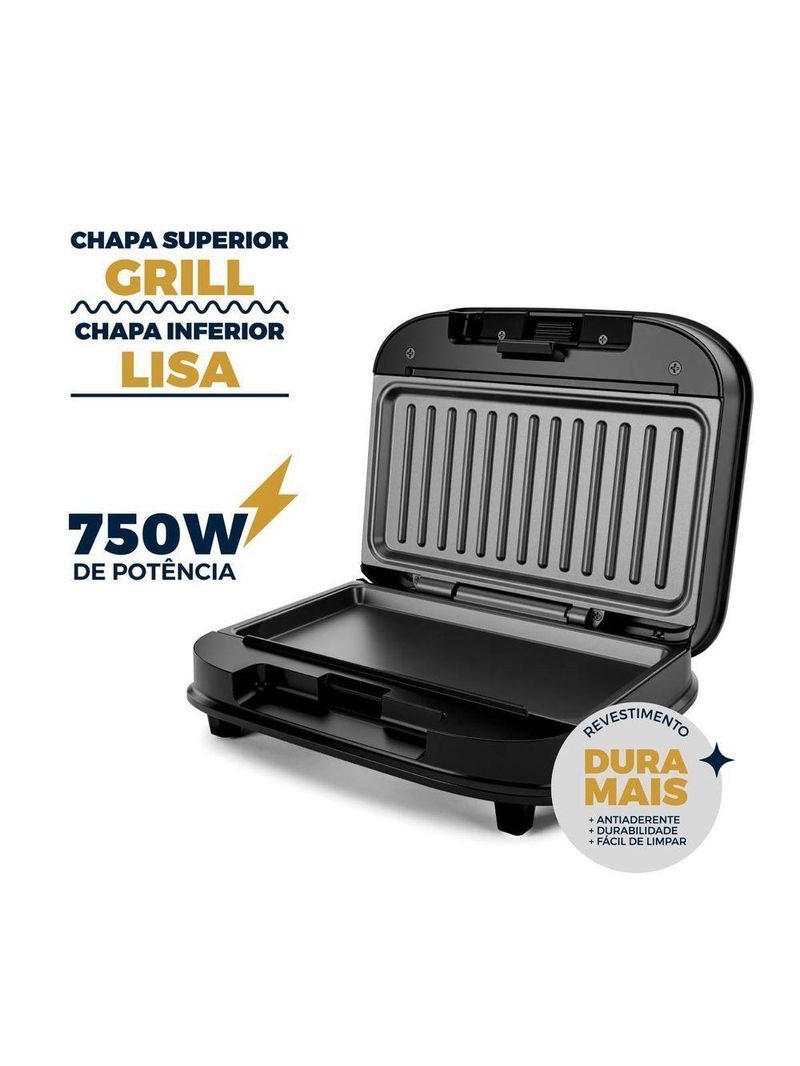 Sanduicheira E Grill Britânia Antiaderente 750W BGR25A 220V