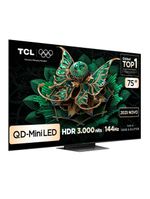 Smart tv 75" tcl 75c7k 4k qd-mini led 144hz com sistema operacional google tv