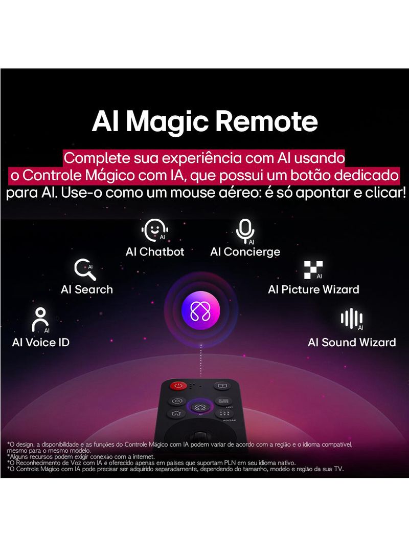 Smart tv 75" 4k lg 75nano80asa nanocell processador a7 ai gen8 webos 25 charcoal black