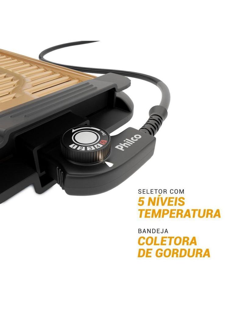 Churrasqueira Elétrica Philco Antiaderente Gold Pcq10a 220v