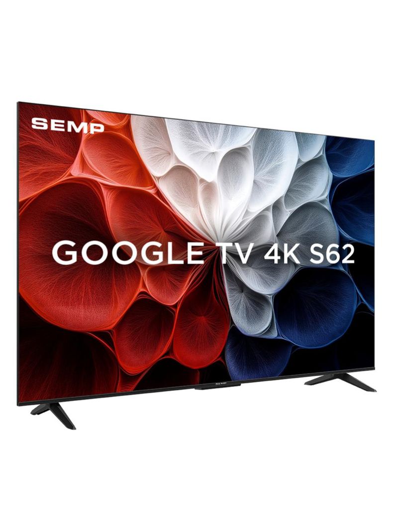Smart tv 65" 4k semp 65s62 google tv processador aipq dolby audio preta