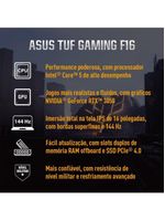 Notebook gamer 16” asus tuf gaming f16 fx607vj-rl002 intel core 5 210h 8gb ram 512gb ssd rtx 3050 mecha gray