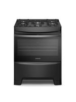 Fogão continental 5 bocas fc5gb preto mesa de vidro forno eco turbo tripla chama bivolt