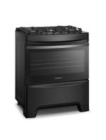 Fogão continental 5 bocas fc5gb preto mesa de vidro forno eco turbo tripla chama bivolt