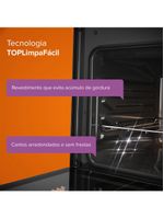 Fogão continental 5 bocas fc5gb preto mesa de vidro forno eco turbo tripla chama bivolt