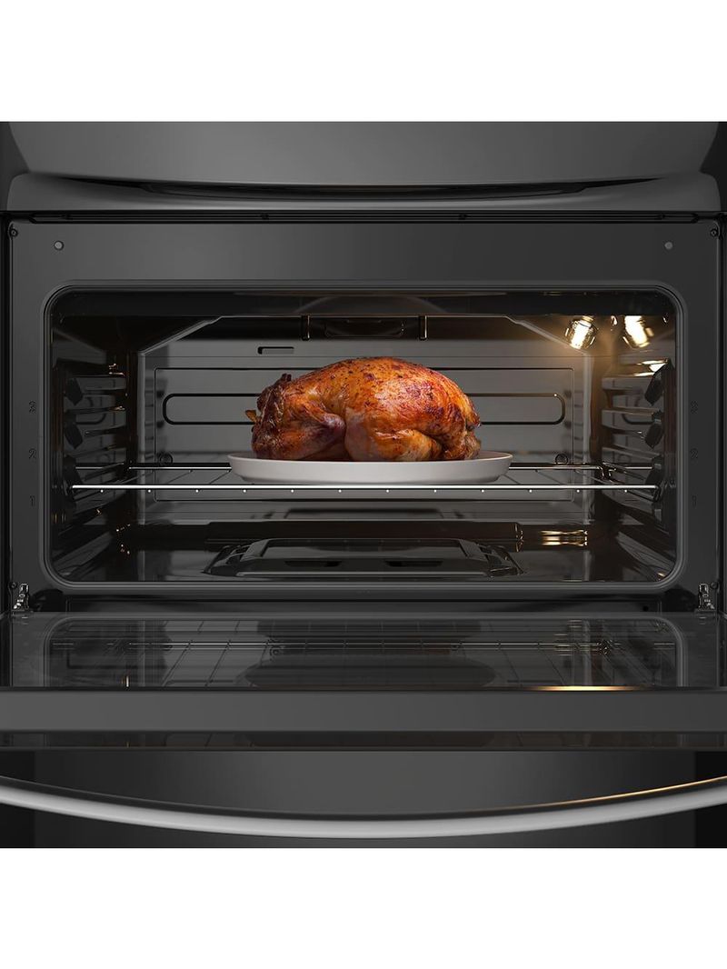 Fogão continental 5 bocas fc5gb preto mesa de vidro forno eco turbo tripla chama bivolt