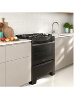 Fogão continental 5 bocas fc5gb preto mesa de vidro forno eco turbo tripla chama bivolt