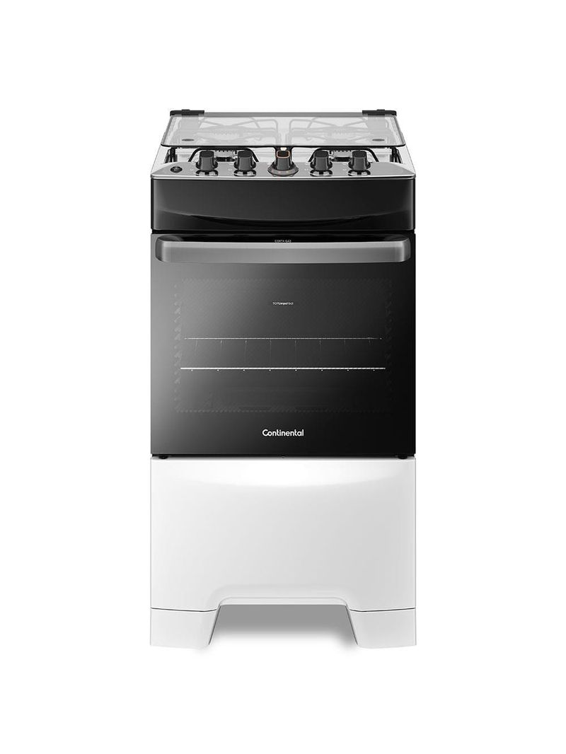 Fogão continental 4 bocas fc4ib com mesa de inox, tecnologia top limpa fácil e acendimento automático bivolt – branco