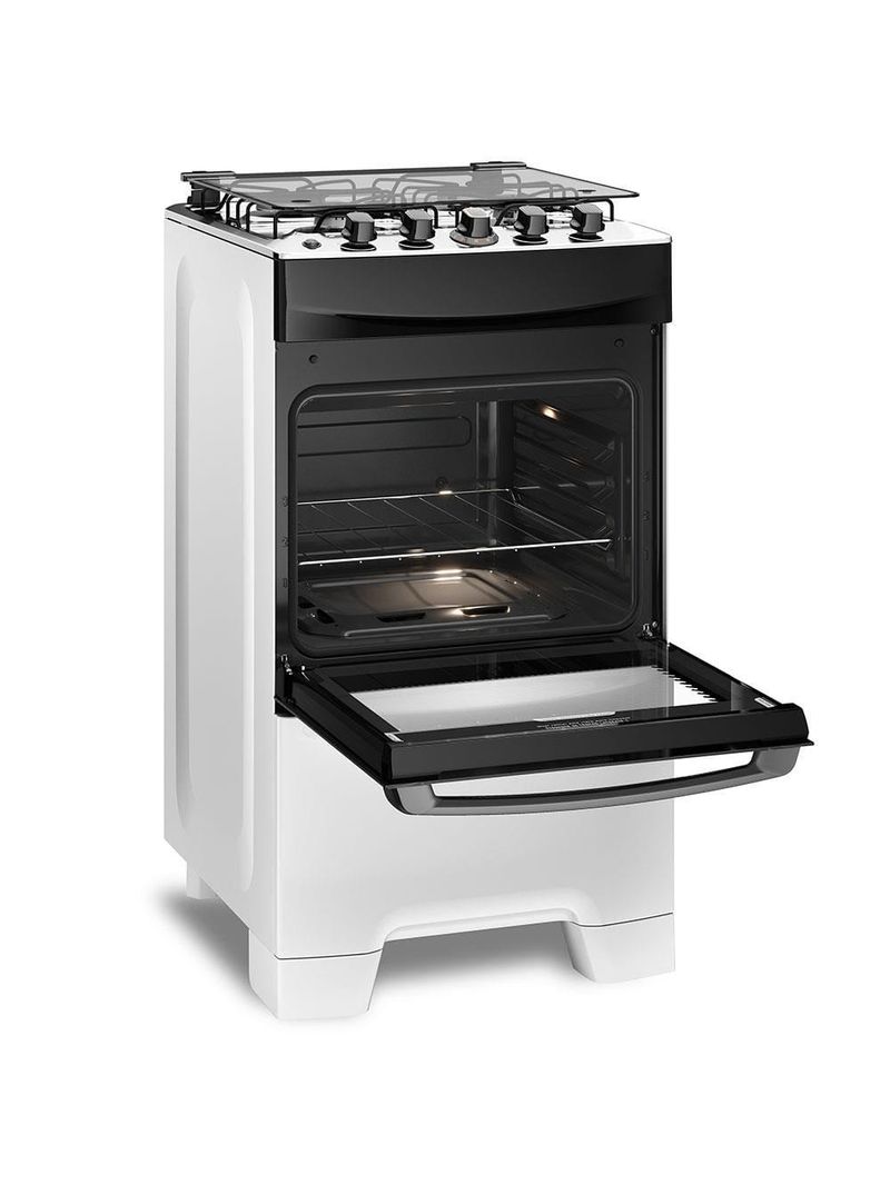 Fogão continental 4 bocas fc4ib com mesa de inox, tecnologia top limpa fácil e acendimento automático bivolt – branco