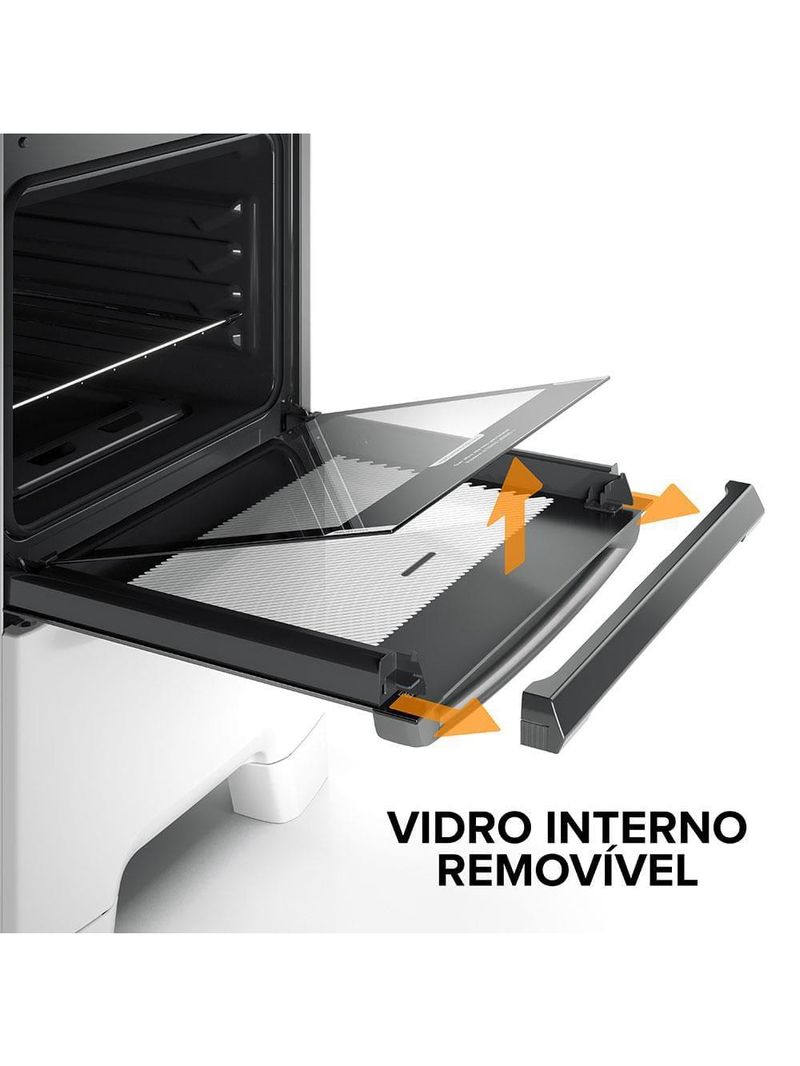 Fogão continental 4 bocas fc4ib com mesa de inox, tecnologia top limpa fácil e acendimento automático bivolt – branco