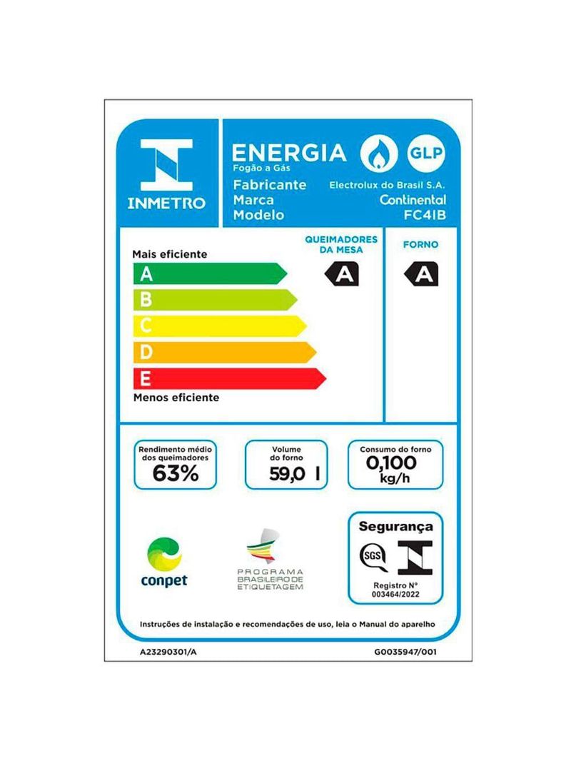 Fogão continental 4 bocas fc4ib com mesa de inox, tecnologia top limpa fácil e acendimento automático bivolt – branco