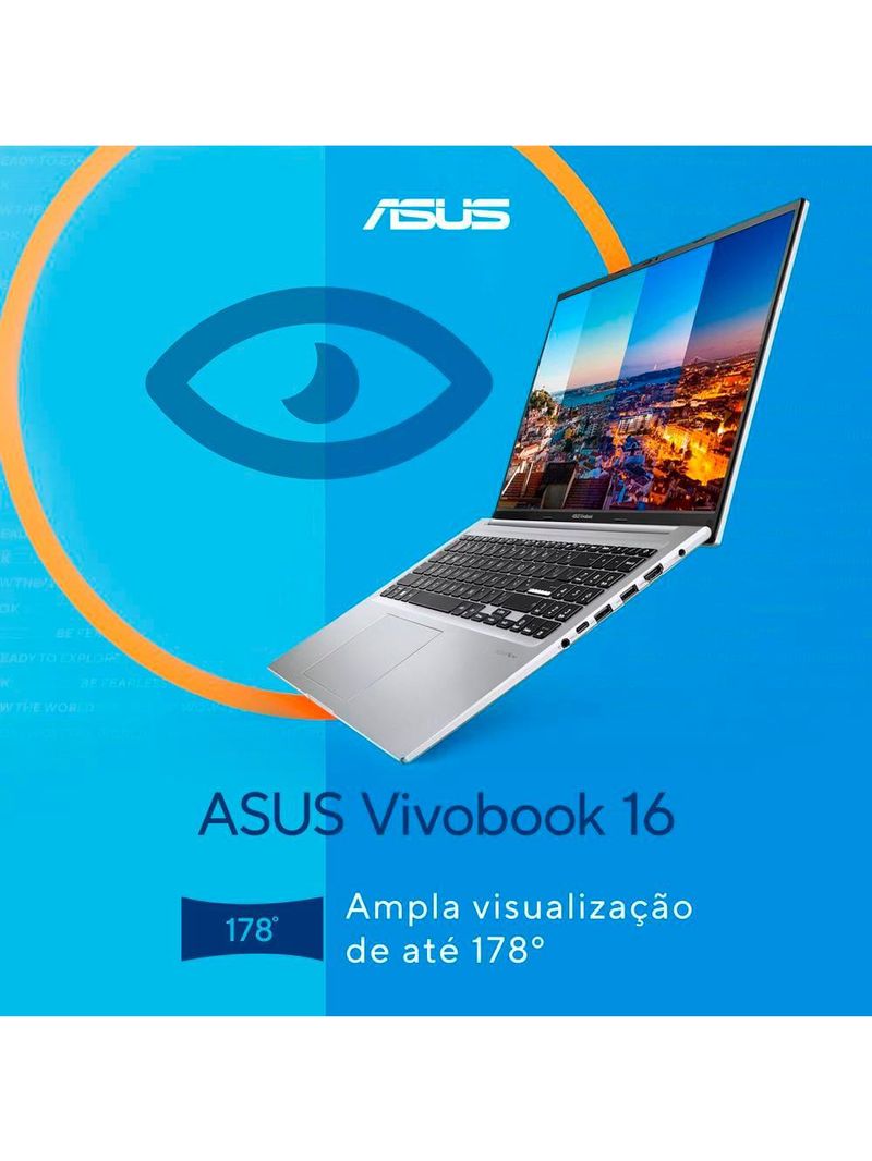 Notebook asus intel core i7 16gb ram 512gb ssd tela 16" led windows 11 vivobook 16 - x1605va-mb763w